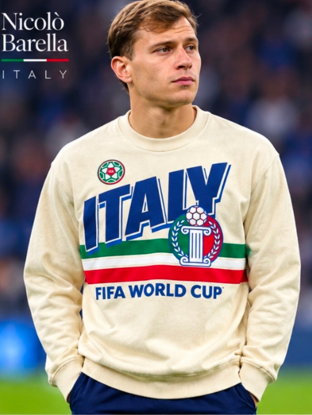 FIFA World Cup Italy Sweatshirt XL Cream Soccer Football Retro Souvenier